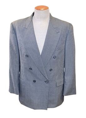 J. Riggings Double Breasted Micro Houndstooth Blazer 44R Wool Blend